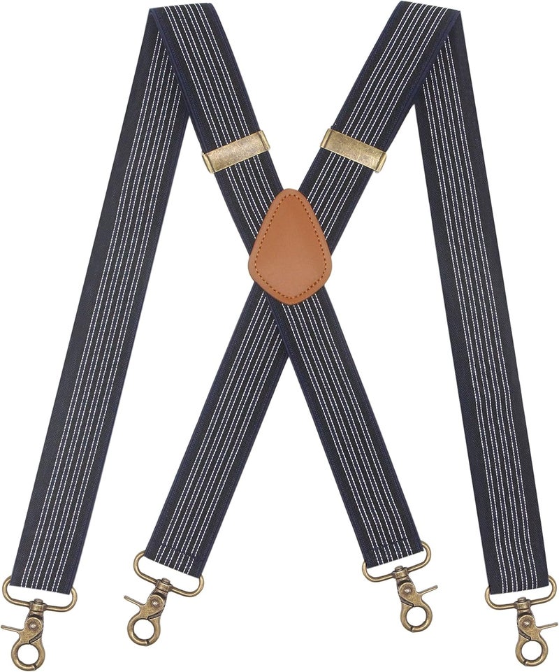 Timiot Mens Suspender 4 Swivel Strong Hooks Adjustable Braces Elastic Comfortable X Style Heavy Duty Strap - Image 1